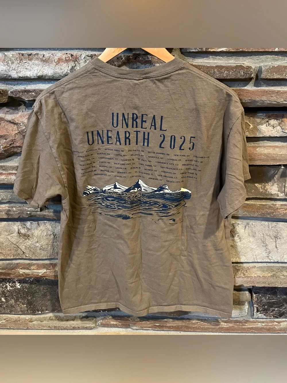 Hozier Unreal Unearth 2025 Tour Brown Cotton Short Sleeve Crewneck Tee